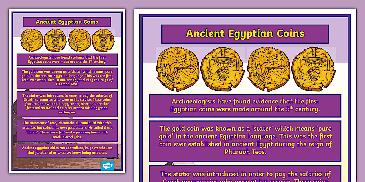 Ancient Egypt Coins Display Poster (teacher made) - Twinkl