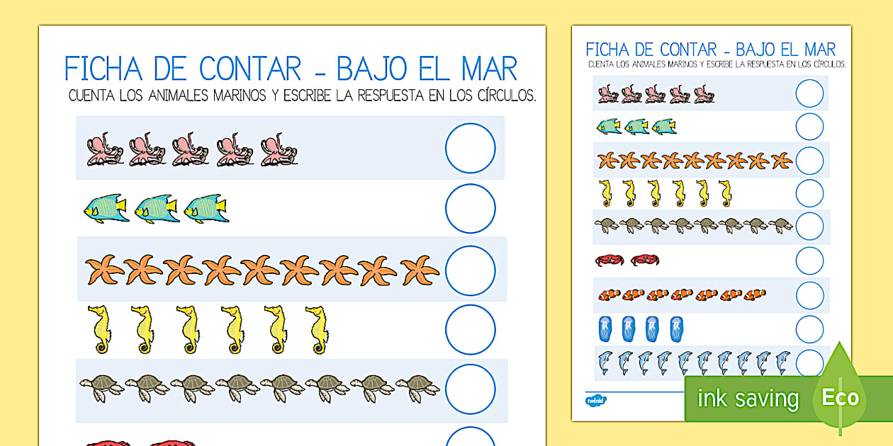 Contar animales marinos Ficha de actividad