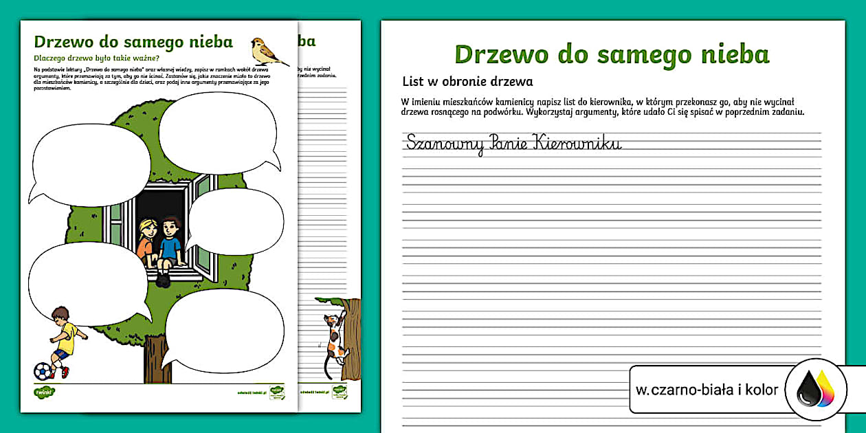 Drzewo do samego nieba karta pracy | Lektury szkolne