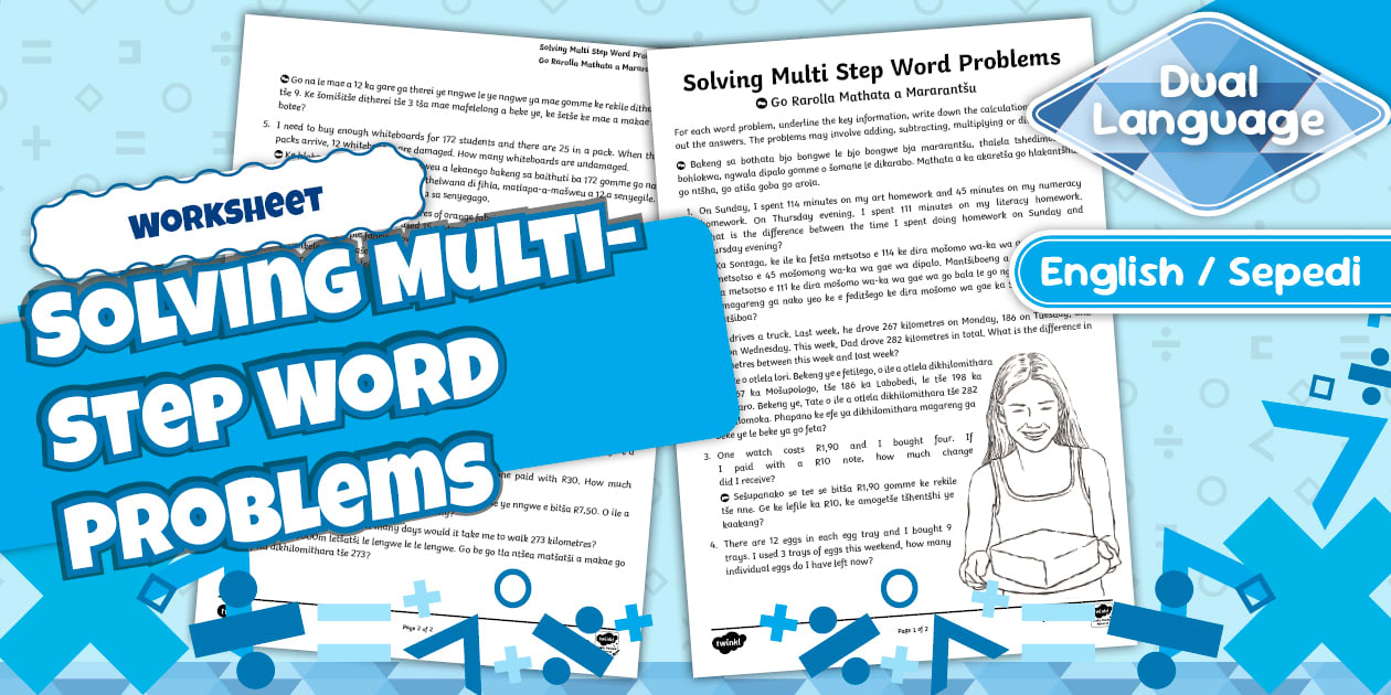Solving Multi-Step Word Problems Worksheet Sepedi/English