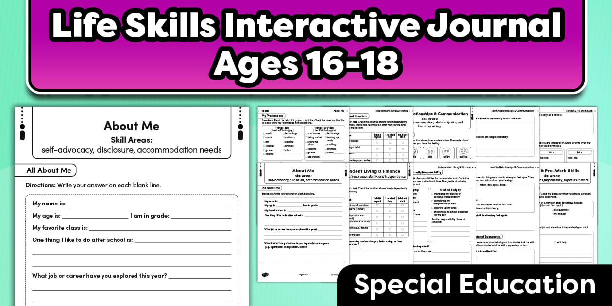 Life Skills Interactive Journal | Ages 16-18