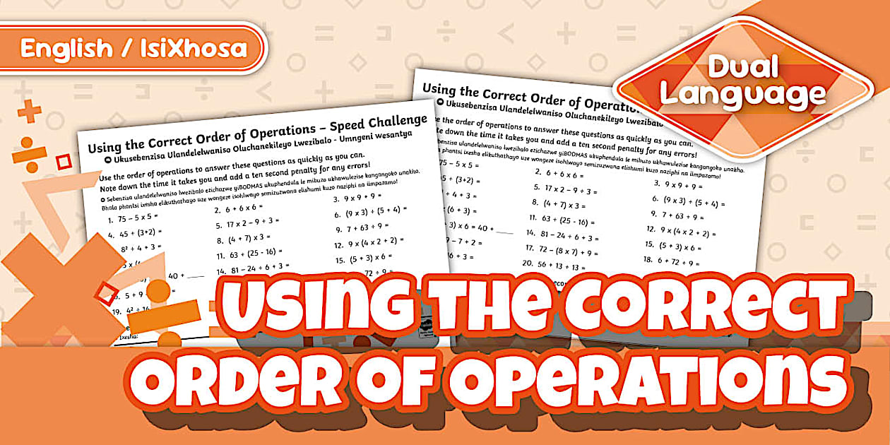 Grade 4 Maths Term 4 - BODMAS Order of Operations Speed Challenge Test: