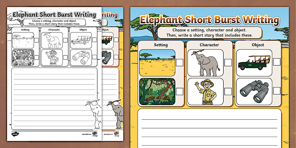 Elephant Short Burst Writing Template (teacher made)