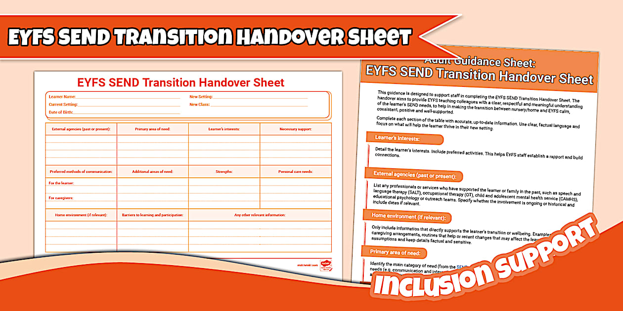 EYFS SEND Transition Handover Sheet