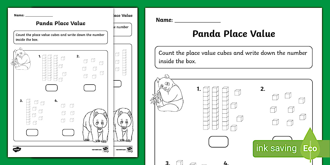 Panda Place Value Activity Sheet (teacher made) - Twinkl
