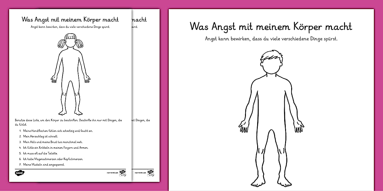 Was Angst mit meinem Körper macht - Arbeitsblatt