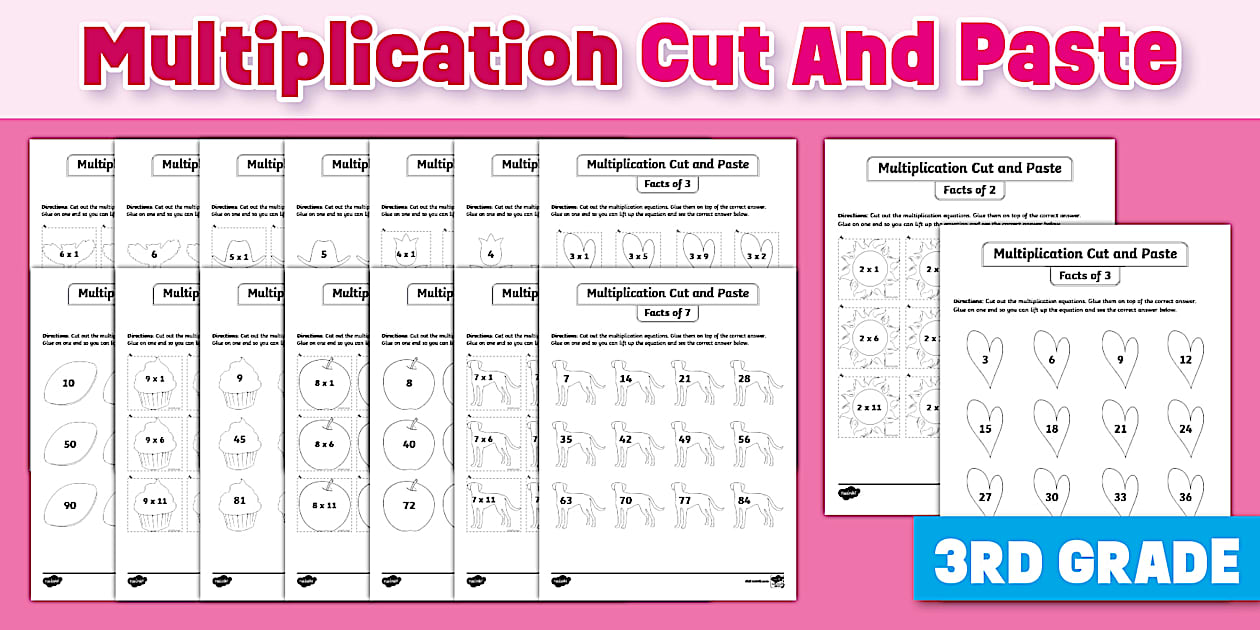 Third Grade Multiplication Cut and Paste Worksheets