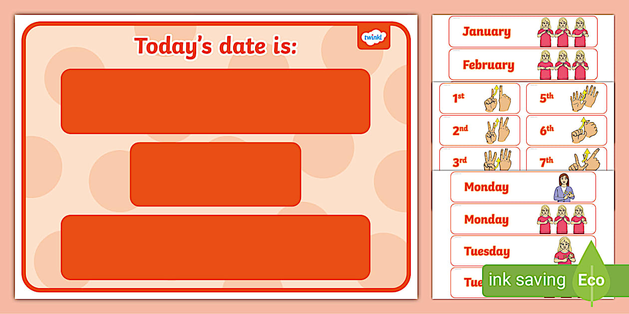 Today s day and date auslan display pack teacher made 