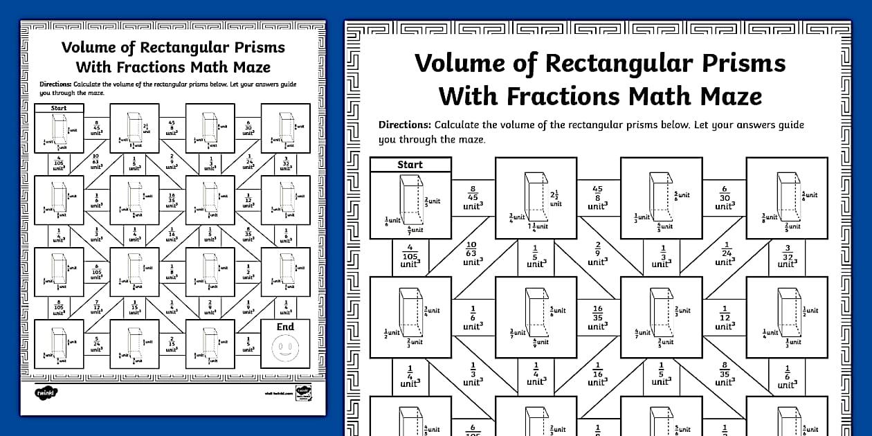 Volume of Rectangular Prism with Fractions | Twinkl USA