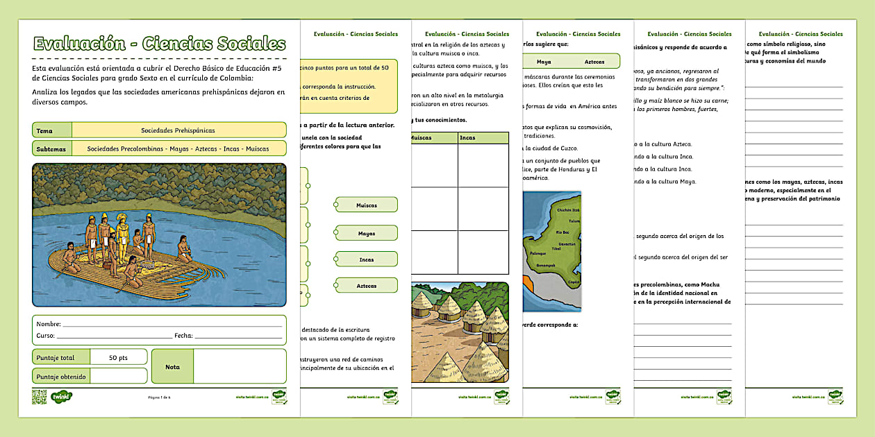 Guía de Evaluación: Culturas Prehispánicas - Twinkl Colombia
