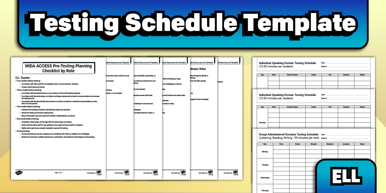 Access Testing Wids WIDA ACCESS Testing Schedule Resources and Templates