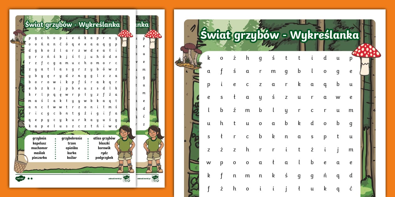Świat grzybów | Wykreślanka | Dary jesieni (teacher made)