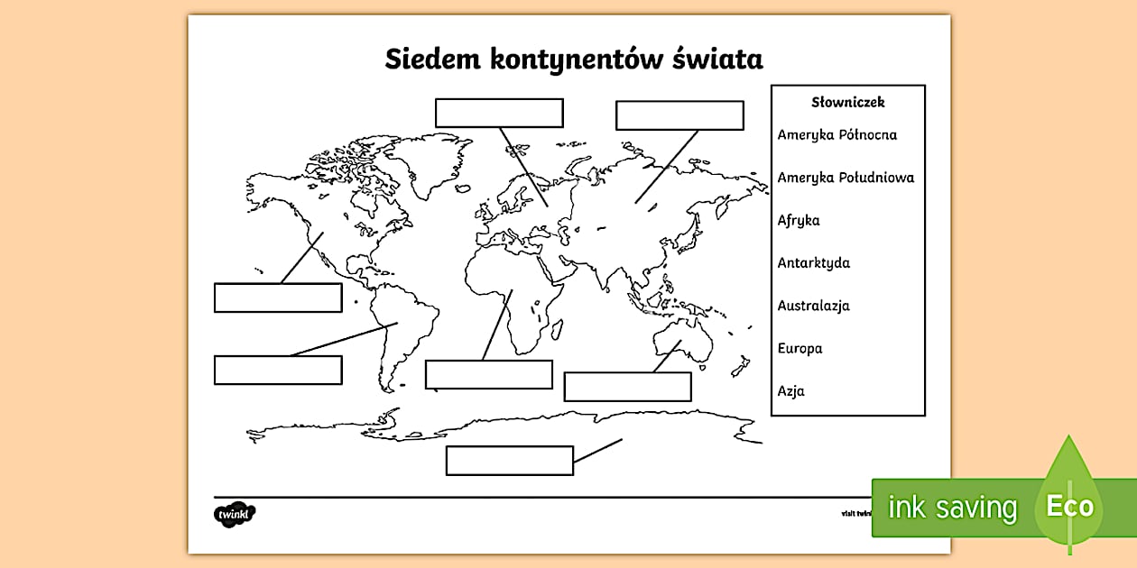 Kontynenty | Karta pracy o kontynentach | Geografia - Twinkl