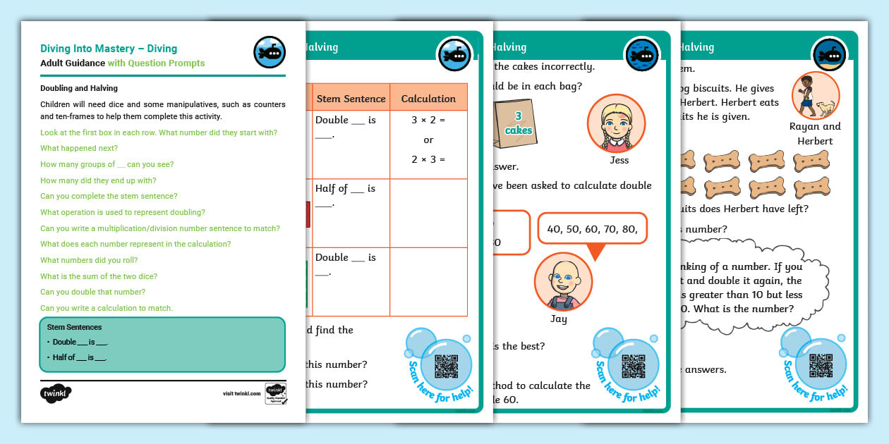 👉 Y2 DiM: Step 11 Doubling and Halving Activity Cards