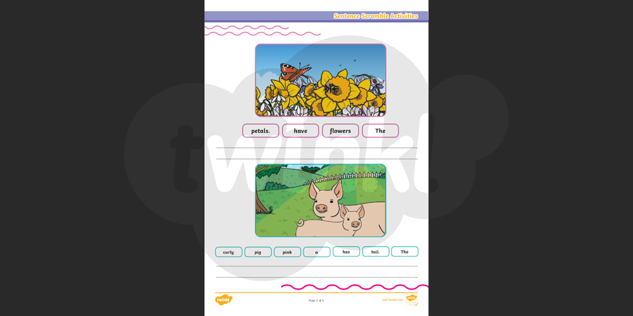 Sentence Scramble Activities For Learners of EAL