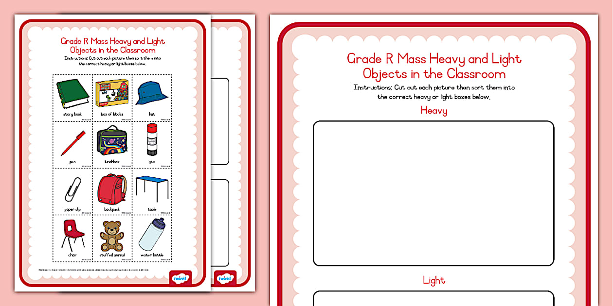 Grade R: Mass - Heavy and Light Objects in the Classroom