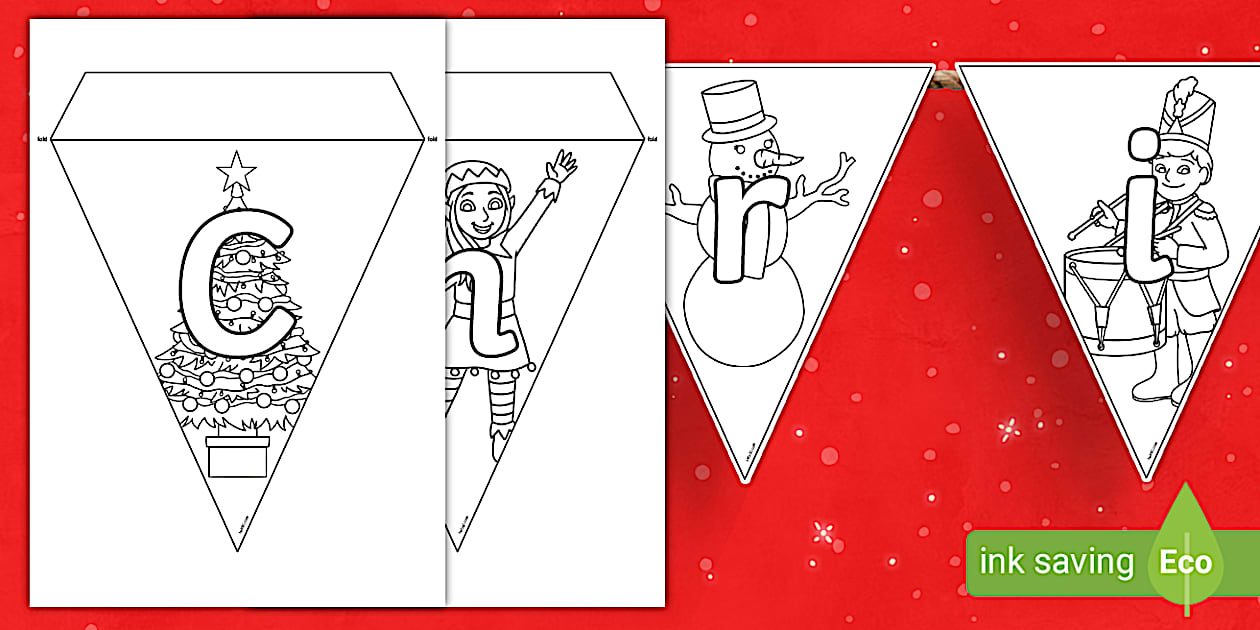 Christmas Bunting Colouring Activity, Christmas Display