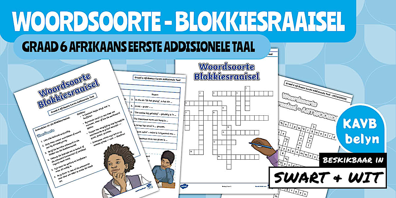 Gr 6 Afr EAT - Kwartaal 1 - Woordsoorte - Blokkiesraaisel (KABV)