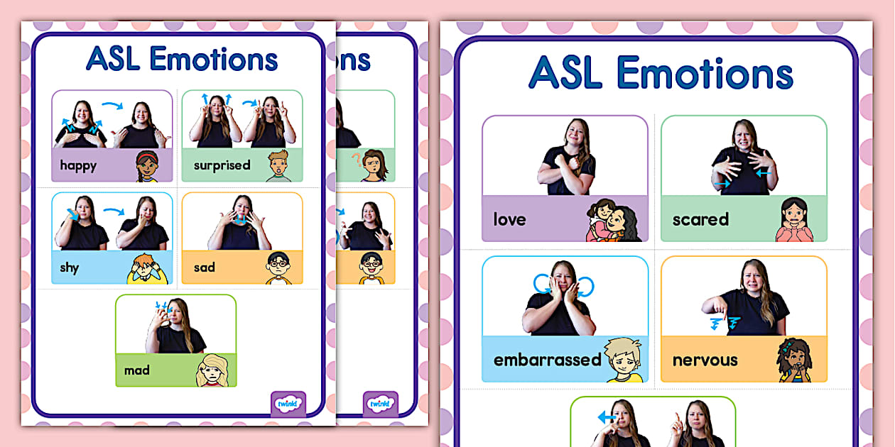 ASL Emotions Chart with Pictures for Kids Twinkl USA
