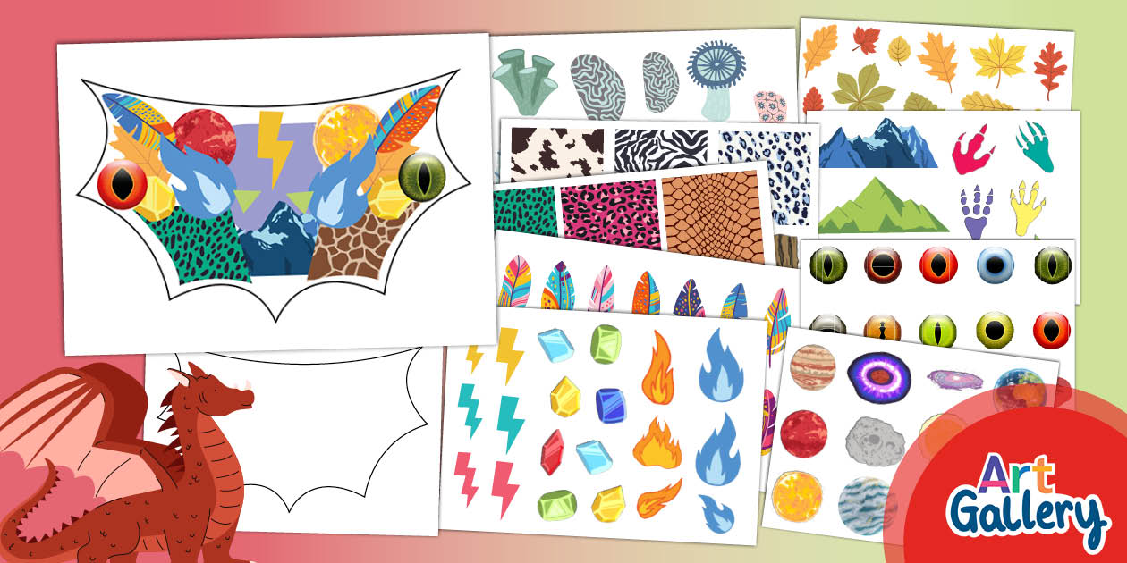 Dragon Wings Collage - Twinkl+ (teacher made) - Twinkl