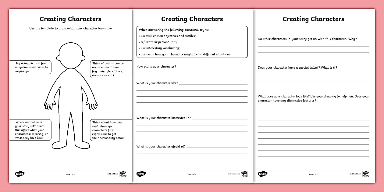 Editable Creating A Character Worksheets Twinkl Editable Creating A Character Worksheets Twinkl