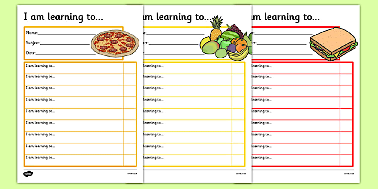 Target Food Template Editable Food Themed Target and Achievement Sheets - Twinkl
