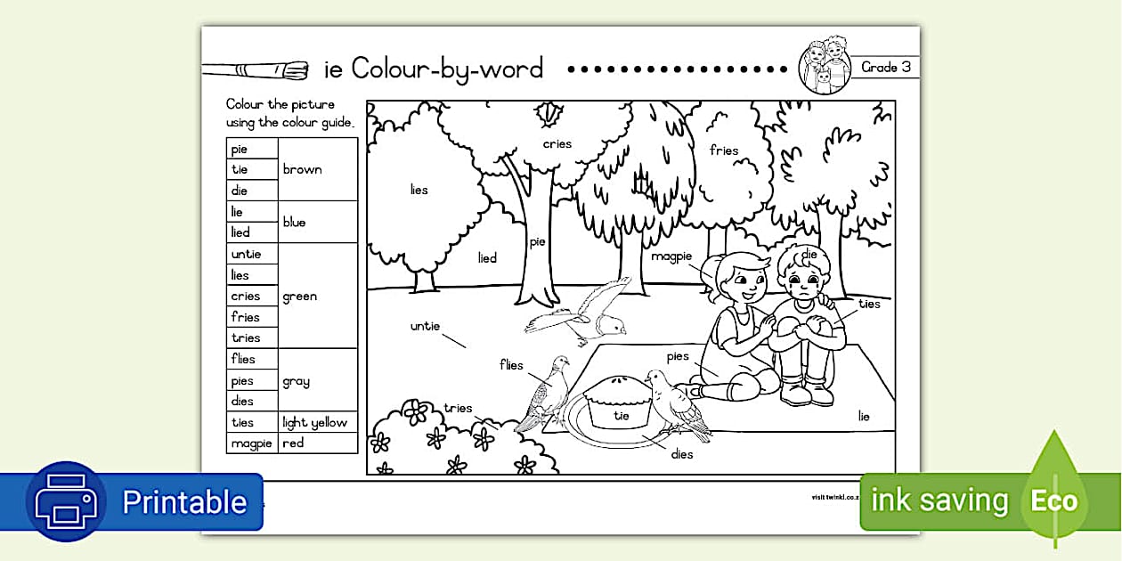 Grade 3 Phonics Colouring Sheet ie (teacher made) - Twinkl