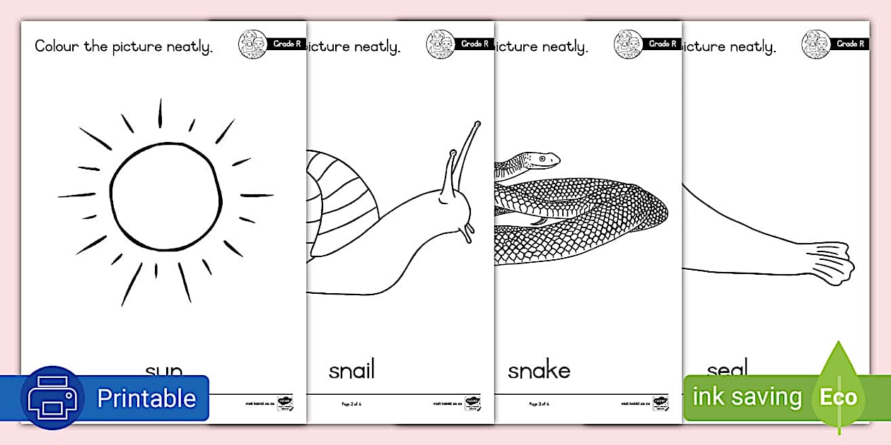 Letter S Colouring Pages for Grade R Foundation Phase