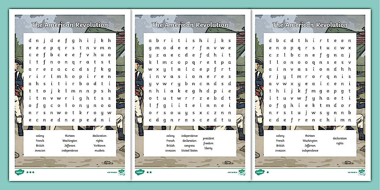 American Revolution Word Search (teacher made) Twinkl