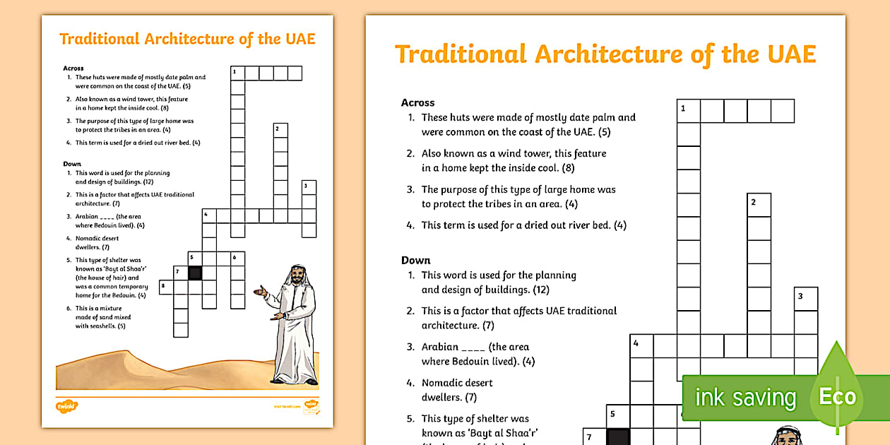 Cursive Traditional Architecture of the UAE Crossword