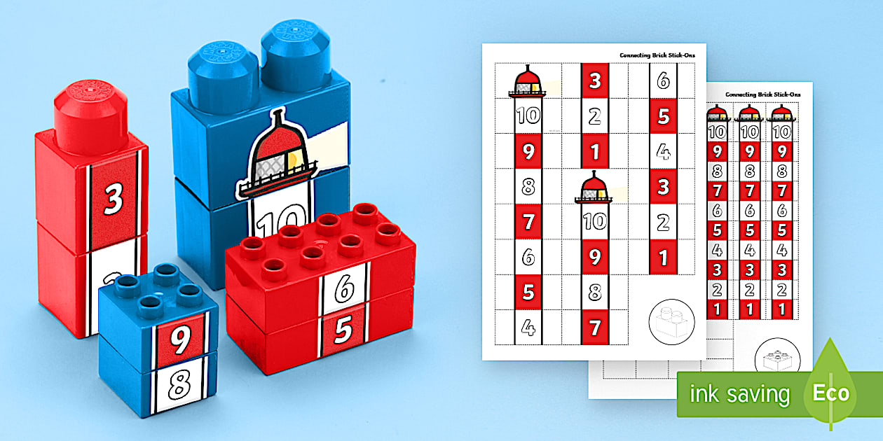 Number Lighthouse to 10 Connecting Bricks Game - Twinkl