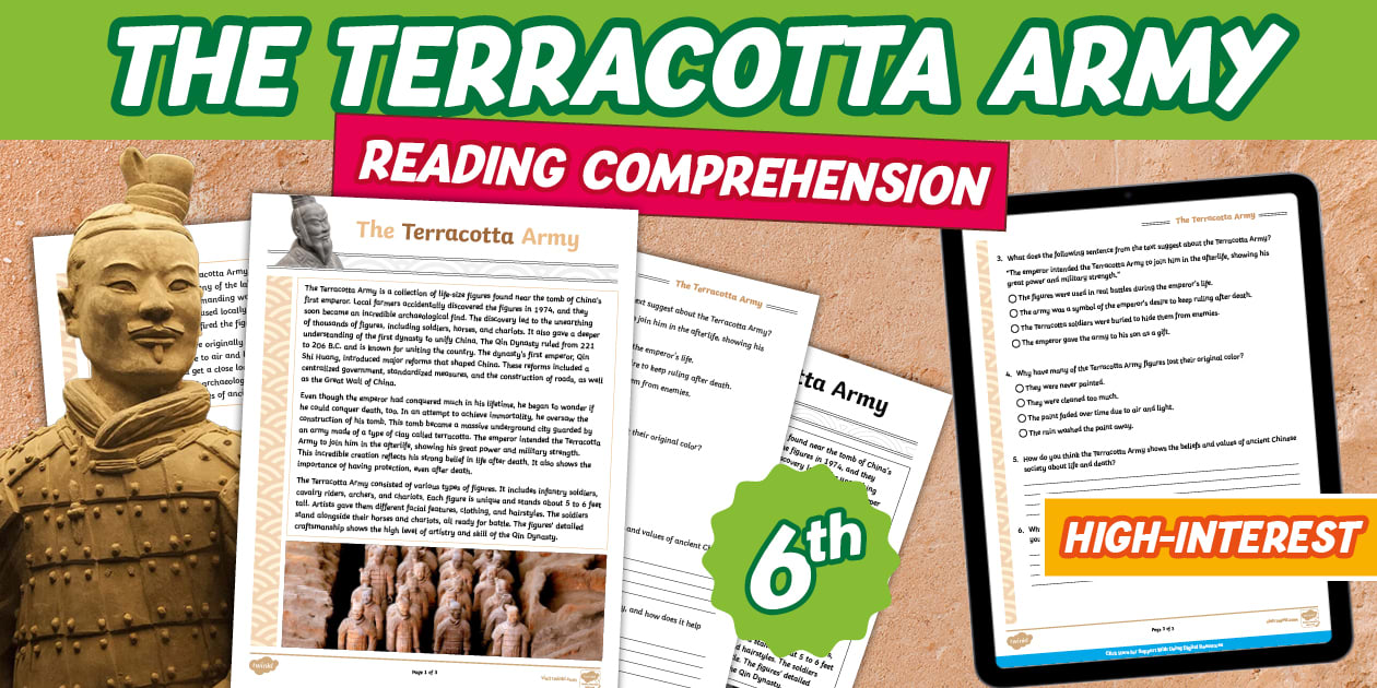 6th Gr. Terracotta Army Reading Comprehension Worksheet