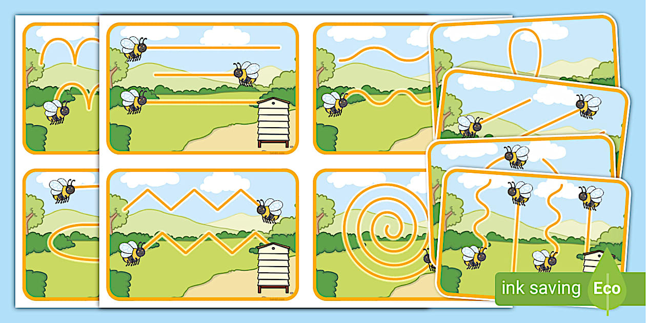 Bee Mark-Making Pattern Cards (teacher made) - Twinkl