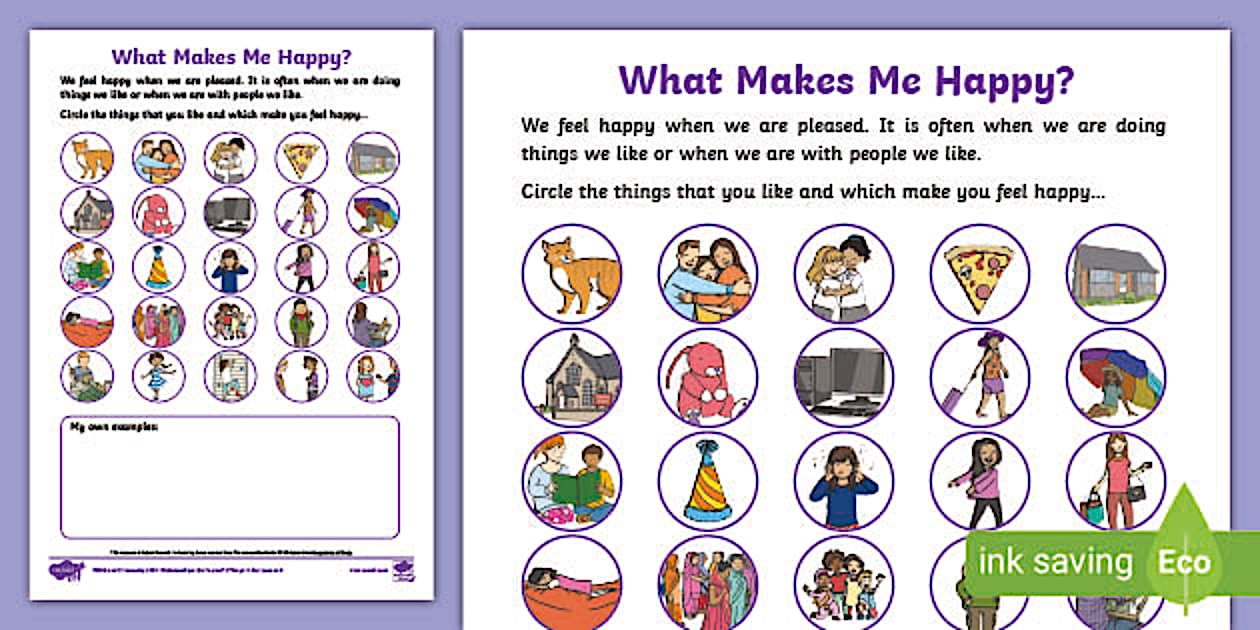 Happy Activity Who Am I? KS1 What Makes Me Happy Activity Sheet - Twinkl