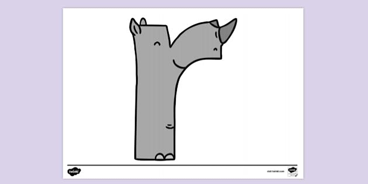 R Rhino Lowercase Colouring Sheet | Colouring Sheets