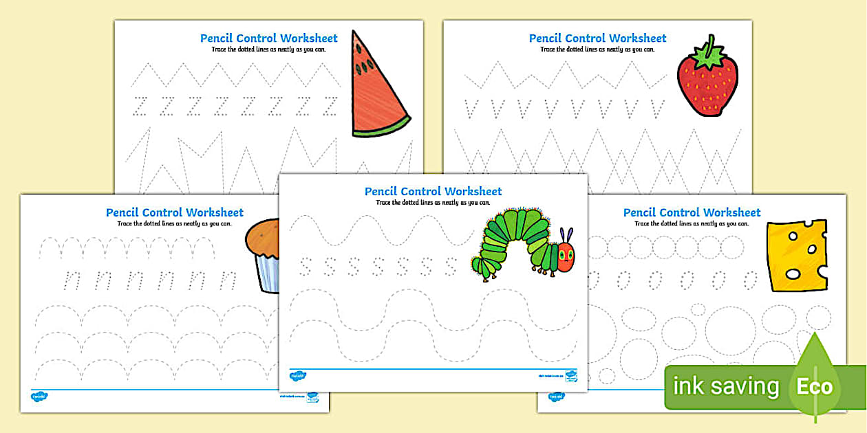 Black and White Pencil Control Worksheets to Support Teaching on The Very