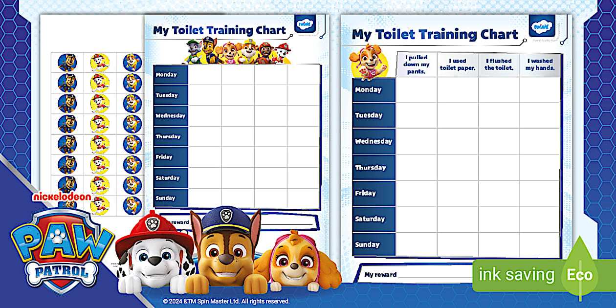 FREE! PAW Patrol Toilet Training Reward Chart Paramount