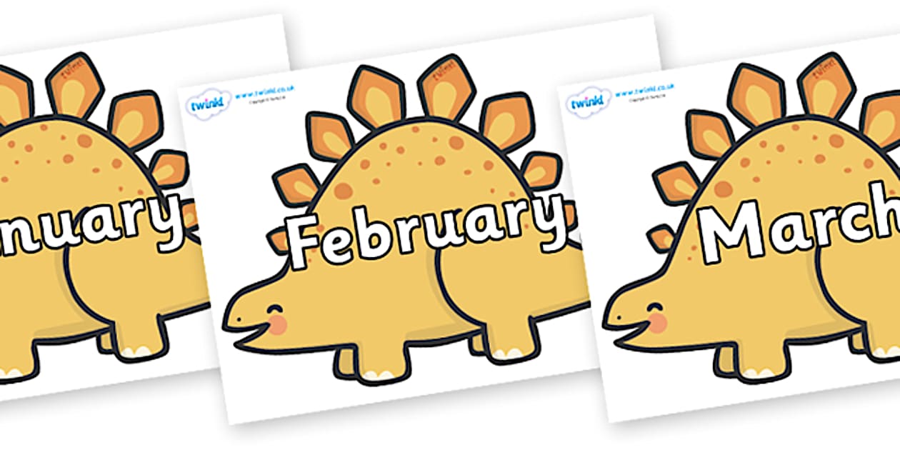 Months of the Year on Stegosaurus Dinosaurs (teacher made)