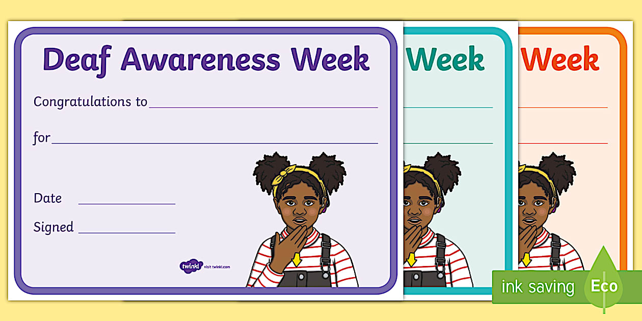Deaf Awareness Week Certificates (teacher made) - Twinkl