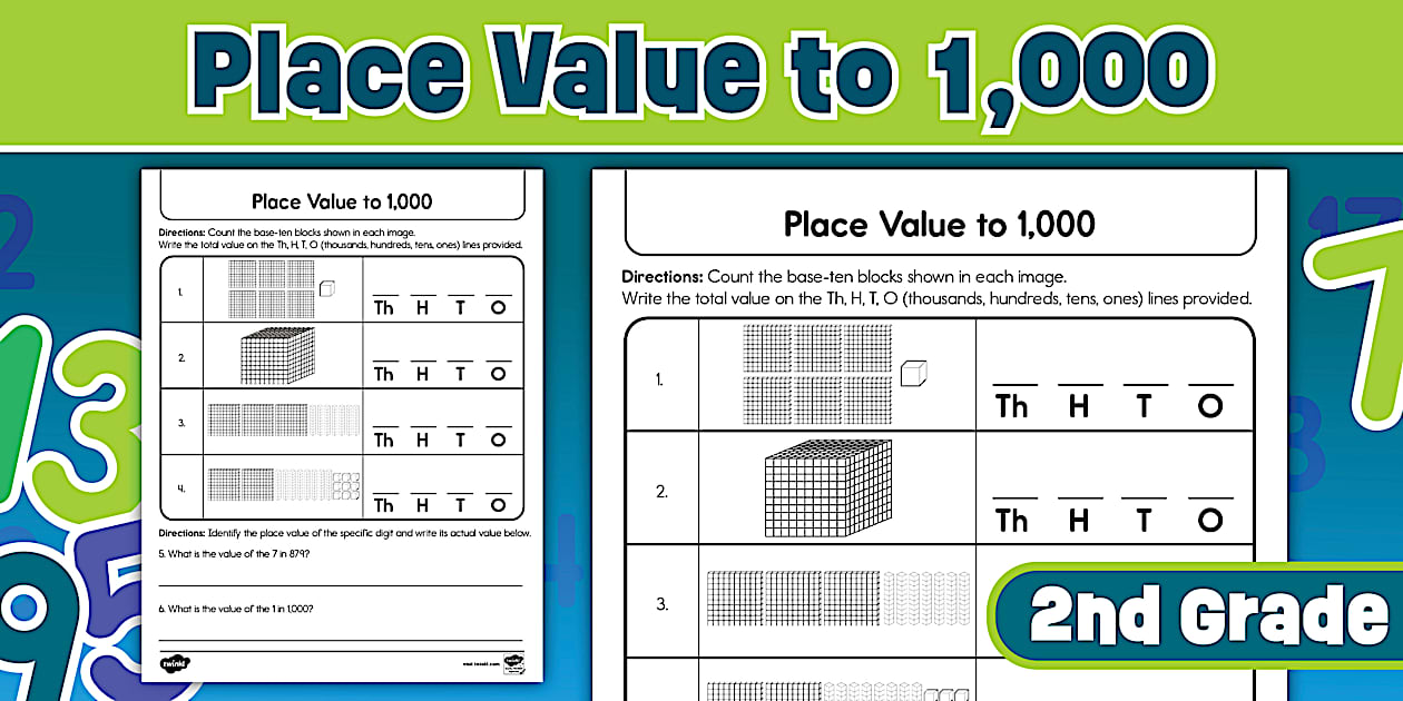 Place Value to 1000 Worksheets for 2nd Grade | Twinkl USA