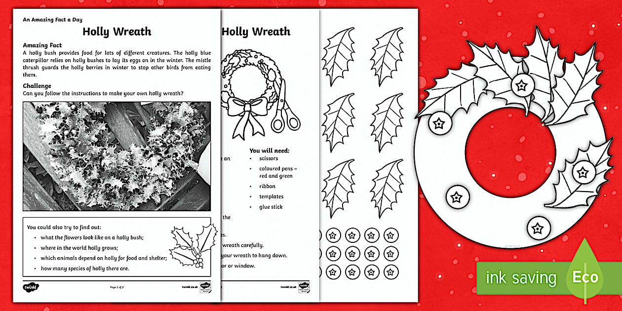 Editable Make A Holly Wreath Worksheet (professor feito)