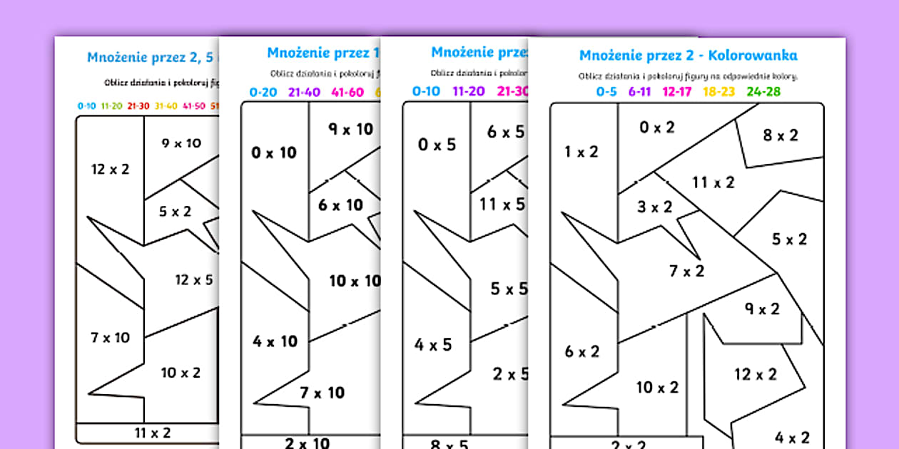 Kolorowanki Mnożenie przez 2 5 i 10 (Teacher-Made) - Twinkl