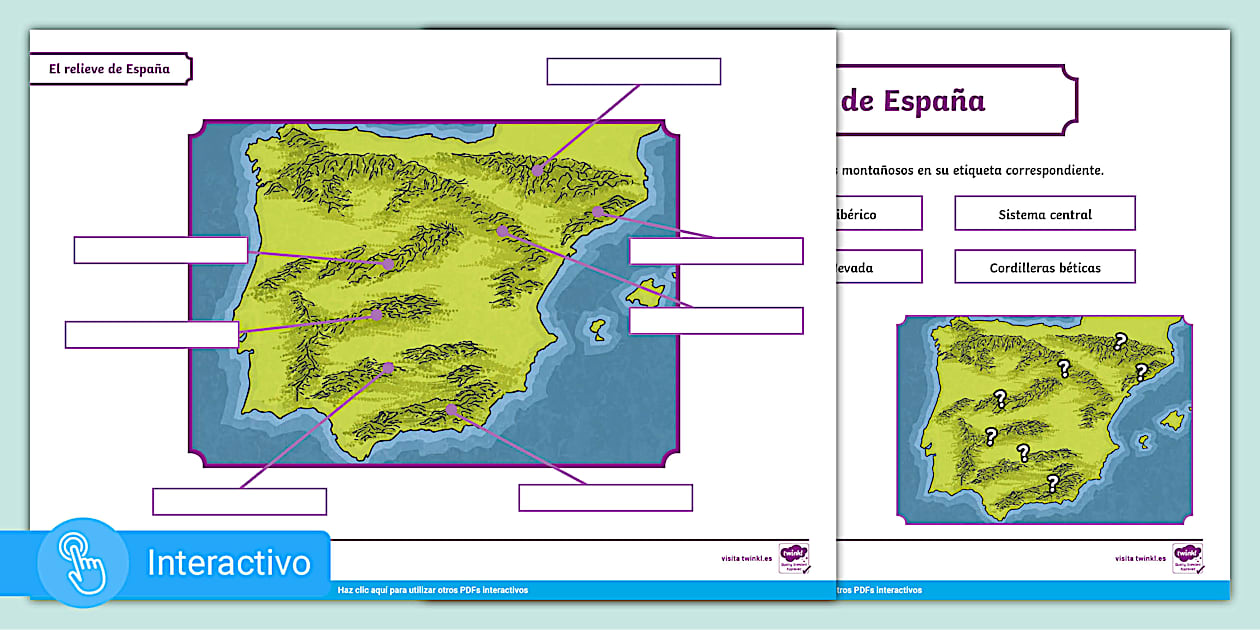 Mapa interactivo de España: El relieve - Twinkl