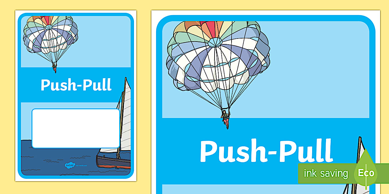 Black and White Push Pull Year 2 Physical Sciences Editable Book Cover