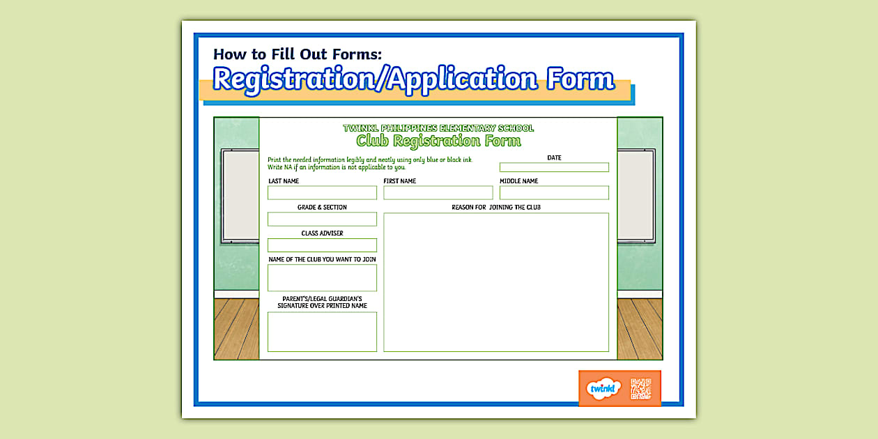 How to Fill Out Forms: Registration/Application Form | Grade 5 | Twinkl