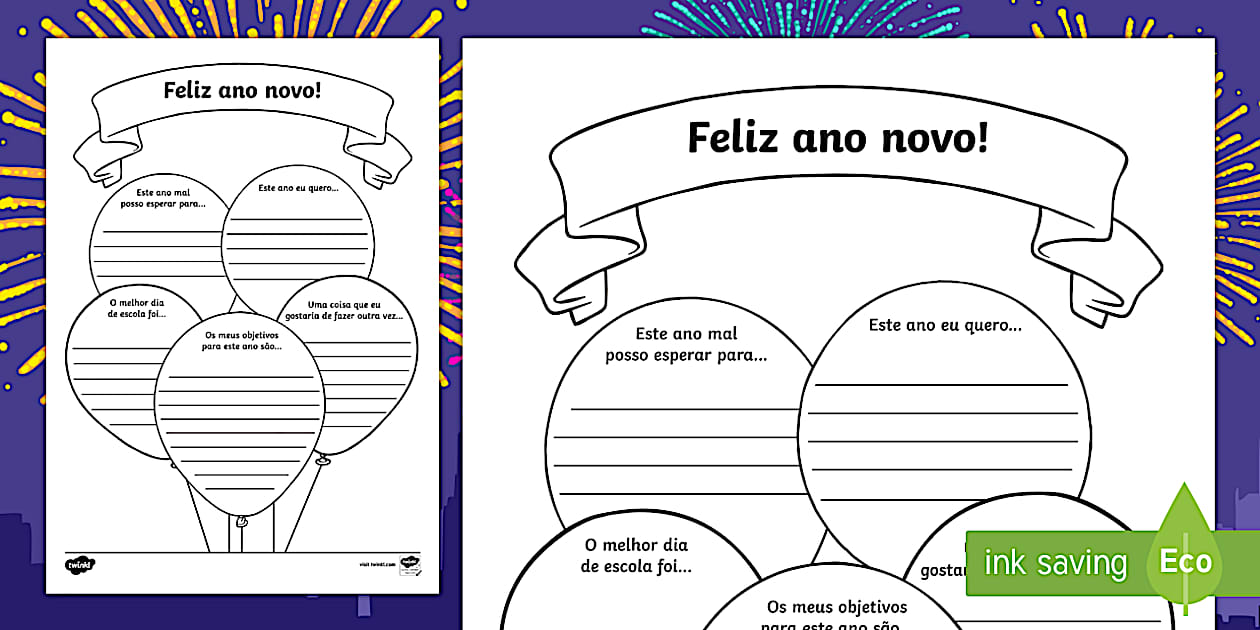 Ficha de atividades de ano novo (teacher made) - Twinkl