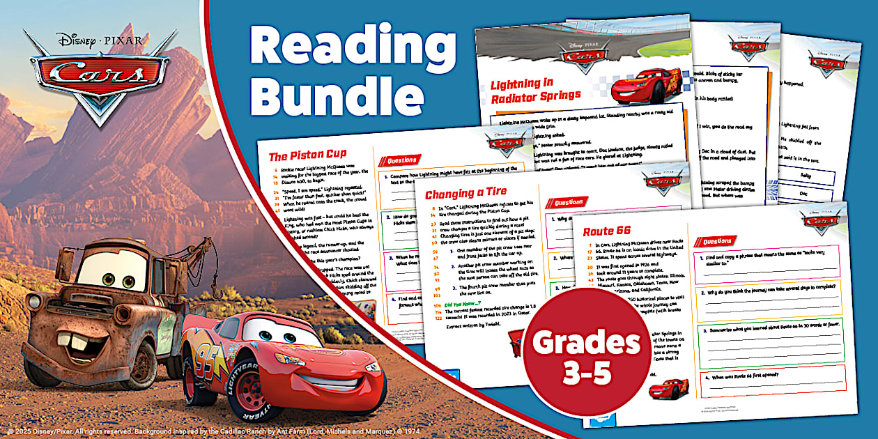 Cars: Reading Activity Pack for 3rd-5th Grade (Teacher-Made)