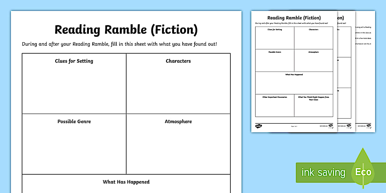 Editable Reading Ramble Worksheets (l'enseignant a fait)