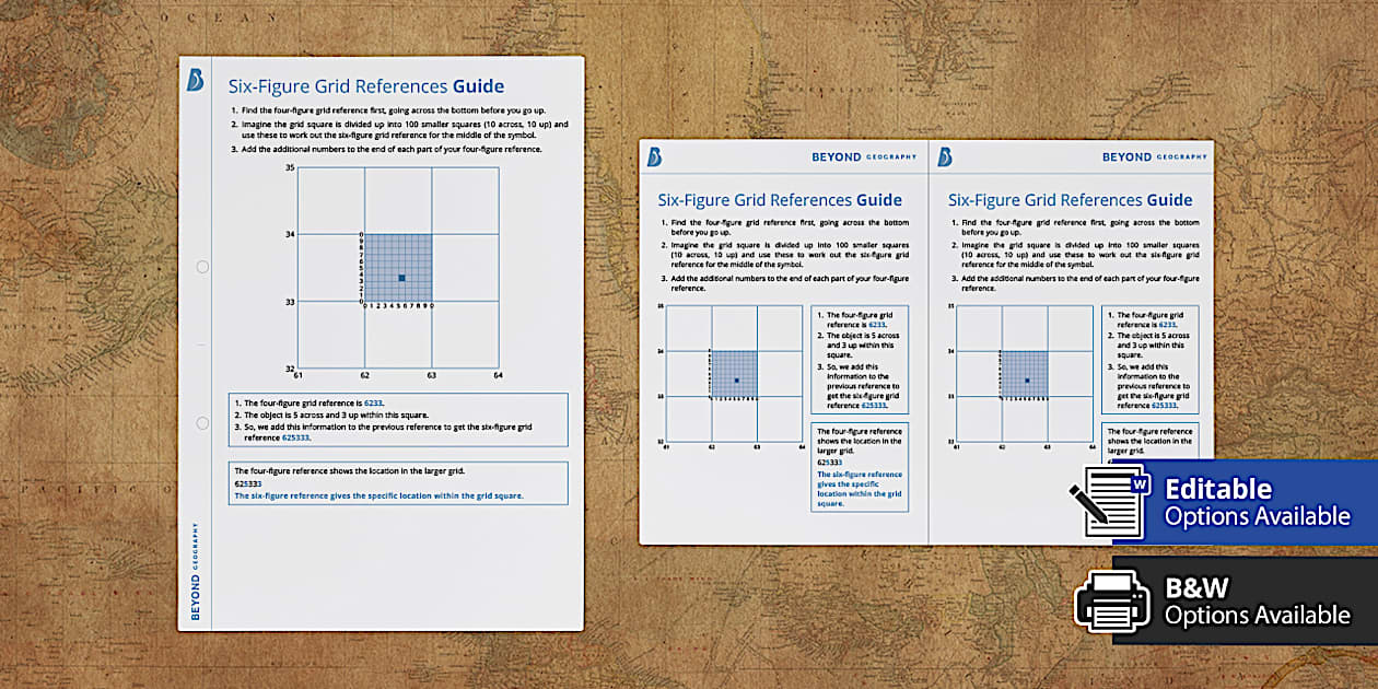SixFigure Grid References Guide (teacher made) Twinkl