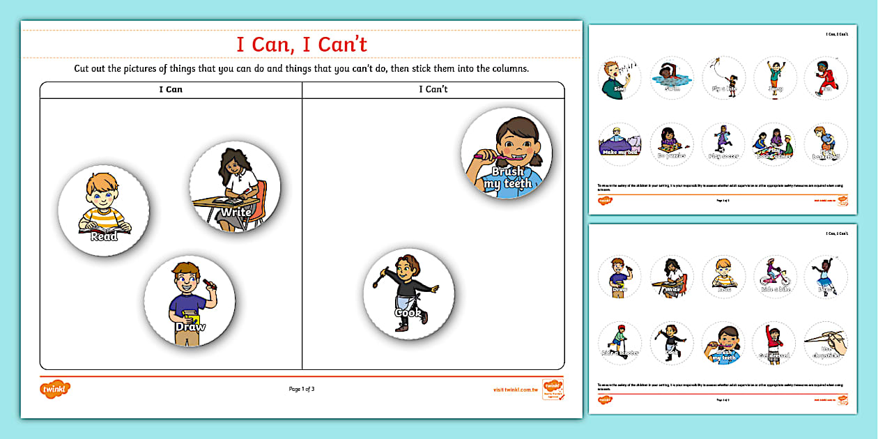 I Can, I Can't Worksheet｜小三適用 (teacher made)